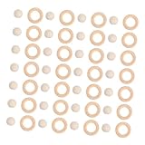 SAFIGLE Cuentas y Anillos de Madera Natural sin Cuentas Grandes para Manualidades Aro para Accesorios para Joyería DIY y Macramé