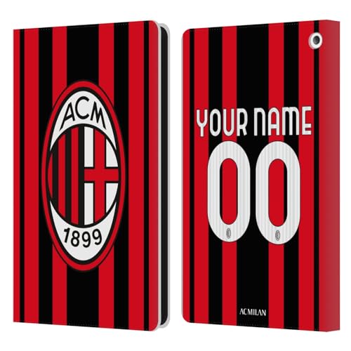 Head Case Designs Officially Licensed Custom Customized Personalized AC Milan Home 2022/23 Kit Leather Book Wallet Case Cover Compatible with Fire HD 8/Fire HD 8 Plus 2020