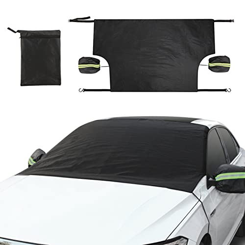 gramiibeau Protection Solaire pour Pare-Brise de Voiture - Protection Contre la Neige - avec Deux Oreilles Anti-vol - Pliable - Protection Contre Le Gel - Protection Solaire et Neige - pour SUV Cover
