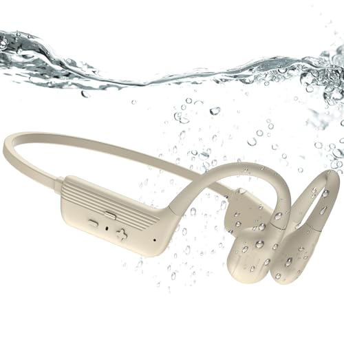Auriculares de natación, IP68, impermeables, de conducción ósea, Bluetooth 6.0 y MP3 con tarjeta de memoria de 32 GB, auriculares de natación de oreja abierta con diadema ajustable para gorro de