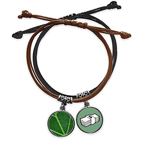 Pulsera de cuerda verde oscuro un regalo perfecto con motivo de naturaleza y cuero