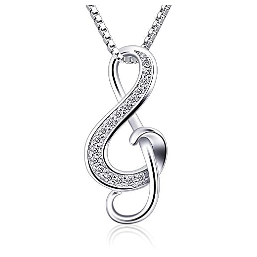 B.Catcher Collar Mujer 925 Plata de Ley ''Nota Musical'' con para Regalo Originales Cadena 45cm Longitud