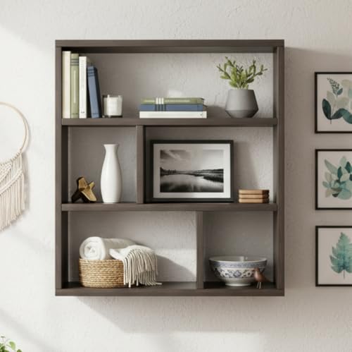 Image of FURNEASER Wall Shelves for Living Room, Hanging Decoration & Corner Display Shelf, Modern & Stylish Bookcase Bookshelf for Home Office Wall Decoration (EN1)