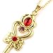 DYKJ Sailor Moon Gold Key Heart Crystal Necklace Anime Jewelry para Mujer niña Sailor Moon Cosplay Accesorios Figura Colgante de Juguete de Regalo