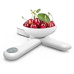 CAMRY Kitchen Scale, Travel Food Scale, Digital Folding Weighing Scales, Portable Kitchen Scales for Camping Motorhome,11lb/5kg Units in g/lb:oz, Round LCD Display(White)