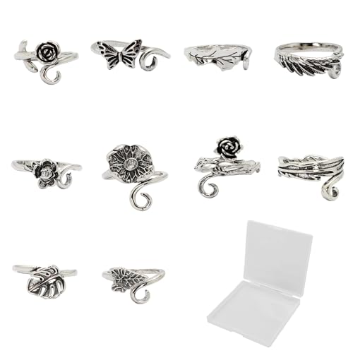 10pcs Crochet Ring for Fingure Adjustable Crochet Tension Ring 10 Styles Yarn Guide Ring Yarn Knitting Loop Ring Crocheting Crochet Crafts Accessories