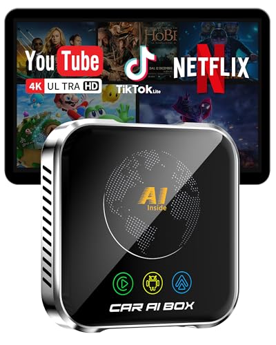 Magic AI Box Wireless CarPlay Adapter, Fast Car Video Box Plug & Play, Easy Setup, Supports Netflix/YouTube/TF Card Streaming Equalizers and More for OEM Wired CarPlay/Android Auto Cars (Silver)