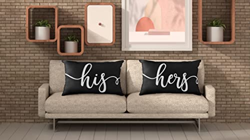 His And Hers Throw Pillow Case Set Of 2, 12 X 20 Inch Home Decor Black Cushion Cover, Wedding Gift, Funny Couple Gift, Couples' Gift Ideas, Wedding For A Couple #TOP1