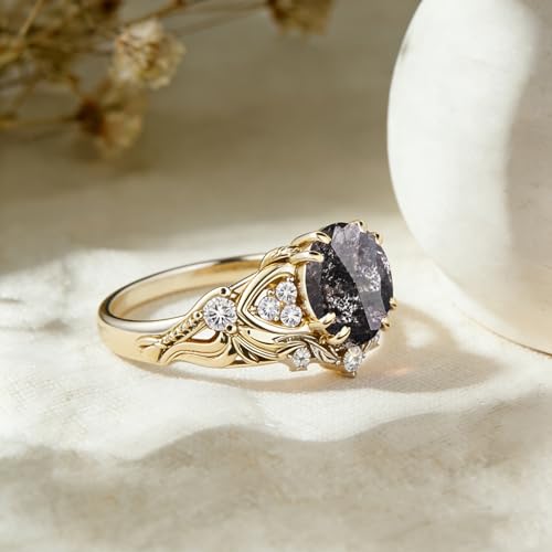 Image of Gemstone Vintage Rings for Women s925 Sterling Silver Round Cut 1.0 Carat Gemstone with Moissanite Promise Engagement Anniversary Ring for Her