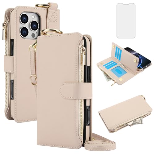 Coque iPhone 16 Pro portefeuille avec bandoulière amovible et porte-cartes