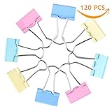 Pack of 120 Binder Clips – Office Supplies –School Supplies – Binder Clips Assorted Sizes Mini Small Medium Large – Paper Clamps for Home Office – Pink, Yellow, Blue, Cyan – Sizes 15mm,19mm,25mm, 32mm