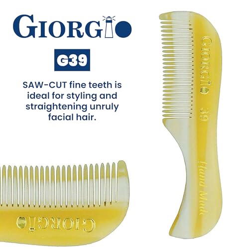Giorgio G39 Mini Extra Small Men's Fine Toothed Beard and Mustache Comb for Facial Hair Grooming and Styling. Add this pocket comb to your hair styling accessories, Saw-Cut and Hand Polished - Image 5