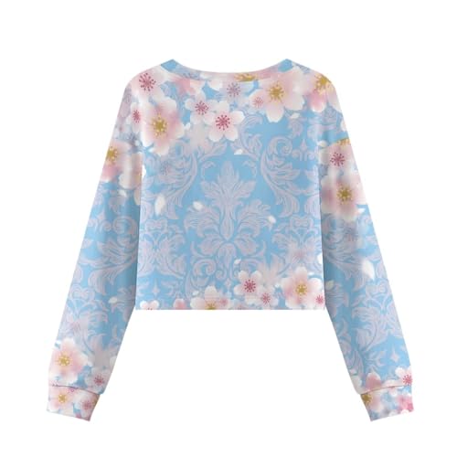 Crop Tops for Kids Girls Cropped Sweatshirt Long Sleeve Tops Crewneck Loose Fit Fall Shirts Pullover Size 5-143