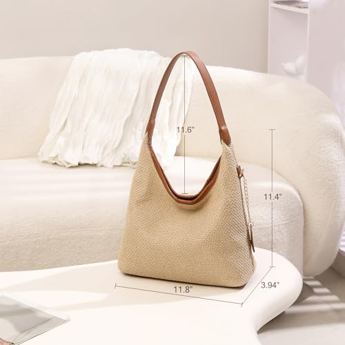 Straw Shoulder Bag for Women Summer Soft Woven Shoulder Purse Handbags,Beach Tote Straw Bag for Vacation3