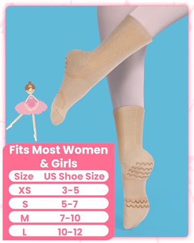 Image of Twistover 4 Pairs Dance Non Slip Socks for Dancer Women Girls Ballet Dancing Socks with Spin Spot Compression Ankle Stockings