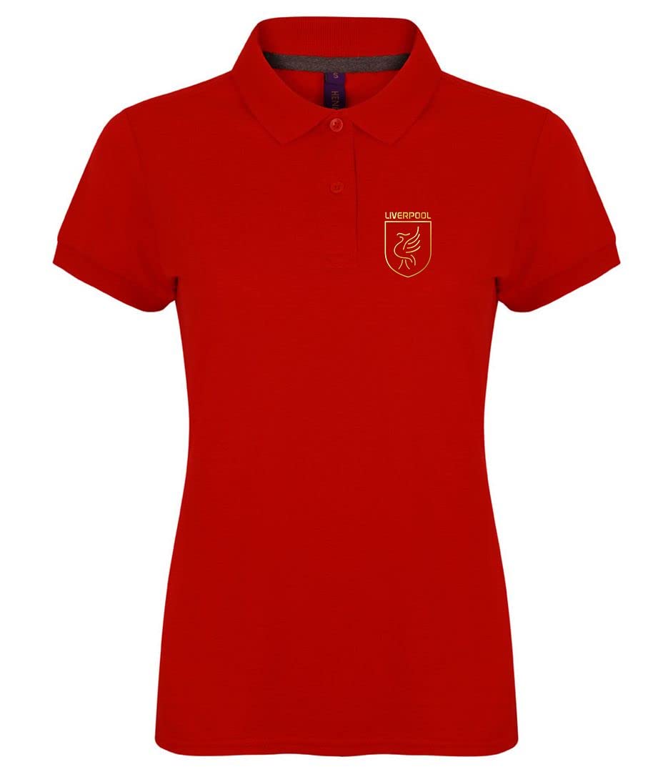Cyclops Print Liverpool Football LiverBird Crest Design Polo Ladies RED Ladies 16/18