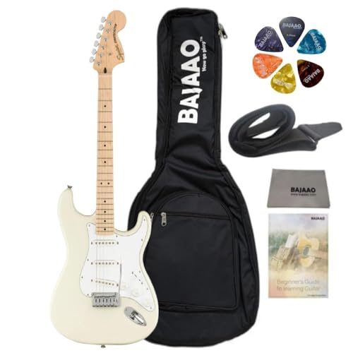 Image of Fender Squier Affinity Series Stratocaster Electric Guitar with Gig-Bag, Polishing Cloth, Strap, Picks & E-Book - Olympic White