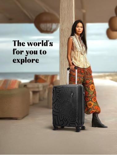 Image of Skybags Set of 3 (Cabin+ Medium+Large) Hard Suitcase (55+67+77 cm) | Luggage Trolley with 8 Spinner Wheels,Light Weight Trolley Bags with 5 Years International Warranty (Black) (Black)