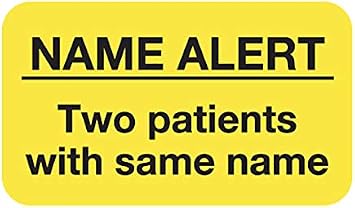 Tabbies MAP1050 Name Alert/Two Patients with Same Name Medical Alert Labels, 250 Count, Fluorescent Chartreuse, 1-1/2 x 7/8 Inch, Self-Adhesive Healthcare Chart & Patient File Labels