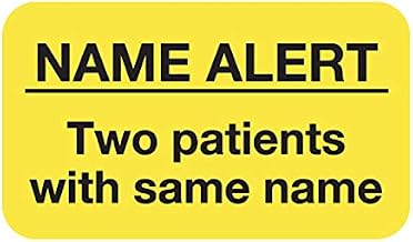 Tabbies Attention Labels - Name Alert/Two Patients with Same Name, Fluorescent Chartreuse, Alerts Medical Healthcare, 1-1/2"W x 7/8" H, 250 Labels/Roll (MAP1050)