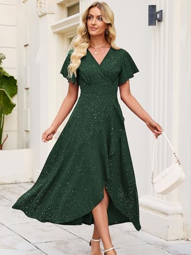 Image of ZZV Formal Dresses for Women Gowns Evening V Neck Wedding Guest Dresses