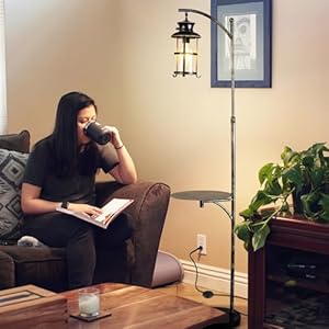 beaysyty Farmhouse Retro Adjustable Floor Lamps with Tray Lantern Tall Standing lamp for Bedroom Home Decor for Office Living Room Bedroom, Knob Switch (Silver Gray) beaysyty Farmhouse Retro Adjustable Floor Lamps with Tray Lantern Tall Standing lamp for Bedroom Home Decor for Office Living Room Bedroom Knob Switch Silver Gray