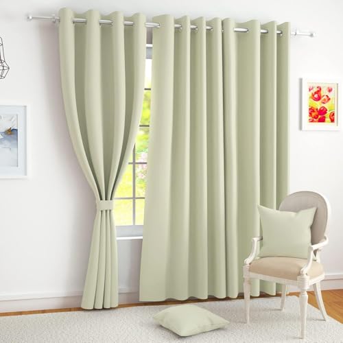 Story@Home Cortinas opacas con aislamiento térmico, opacas para dormitorio, color beige (3 piezas, puerta – 2,1 m)