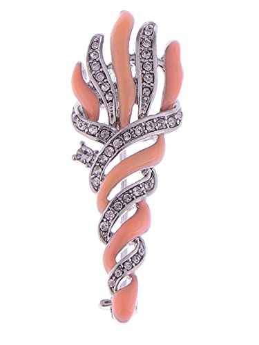 Image of Alilang Women Enamel Torch Sparkly Clear Crystal Rhinestones Brooches Vintage Pins