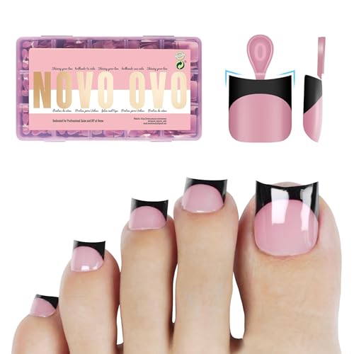 NOVO OVO Halloween Black French Tip Short Toe Nail Tips