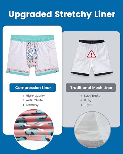 Image of maamgic 5inch Mens Swimming Trunks with Compression Liner 2-in-1 Swim Trunks Stretch Quick Dry Swim Shorts Zipper Pockets