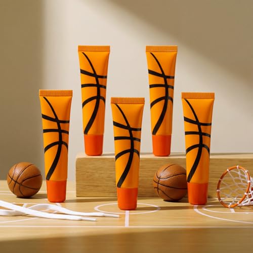 Image of 36 Pcs Basketball Party Favors Team Gifts Basketball Lip Balm Bulk 0.35 oz Vanilla Flavored Moisturizing Lip Sports Gift for Team Teen Adults Birthday Party Game Supplies