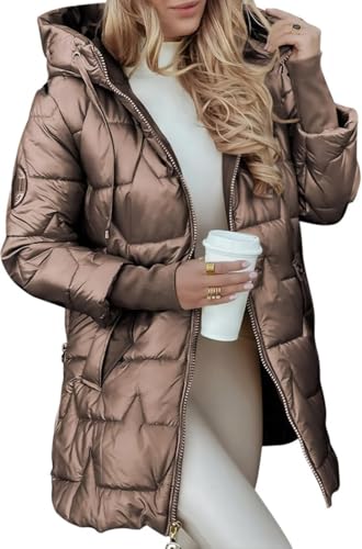 Chaqueta de plumón mujer abrigo impermeable grueso cortavientos con capucha para invierno montaña