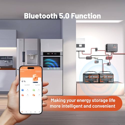 Image of HumsiENK 4 Pack 12V 150Ah LiFePO4 Lithium Battery with Bluetooth, 1920Wh