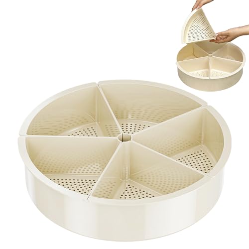 回転式スナックプレート - 丸型5区画回転式野菜盛り合わせプレート,仕切りサーブ皿 - パーティー、エンターテイニング、ピクニック、キャンプ、クリスマス、サンクスギビング、旅行向け