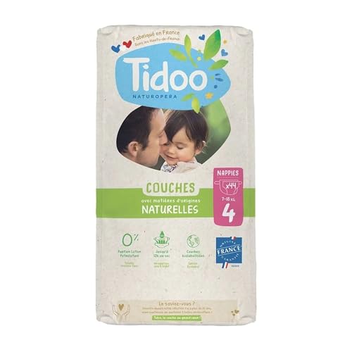 Couches écologiques voile naturel T4 7-18kg, jumbo paquet de 44 couches