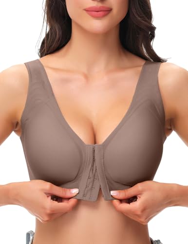 Image of Seamless Front Closure Bras for Women No Underwire Back Support Bra Full Coverage