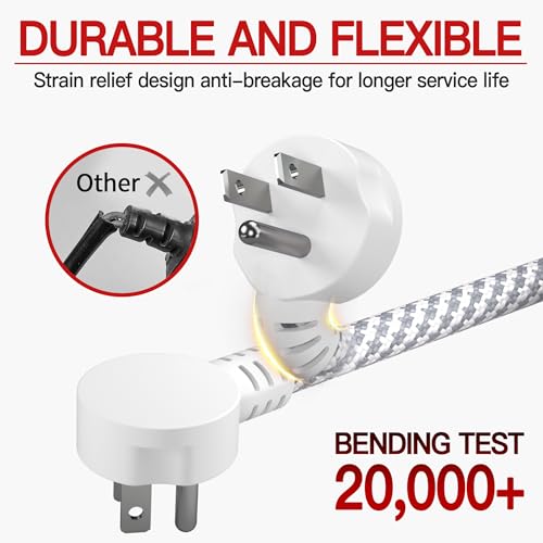 Image of 16 /3 Flat Plug Braided Extension Cord 20 FT, Indoor 3 Prong Grounded Low Profile Extension Wire Flexible, Suitable for Home and Office, 13 Amp 1625 Watt 125VAC 16AWG, ETL Listed