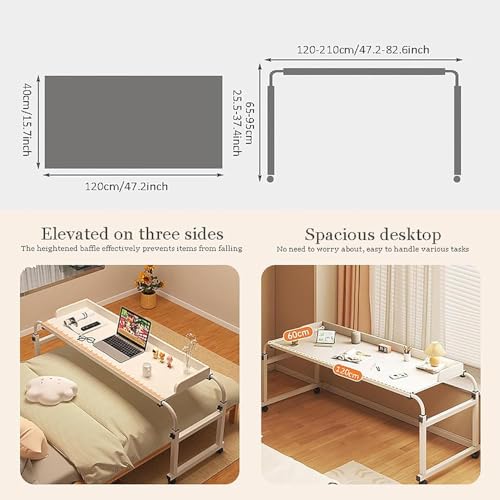 Table de lit réglable avec roulettes bureau mobile noir pour la chambre