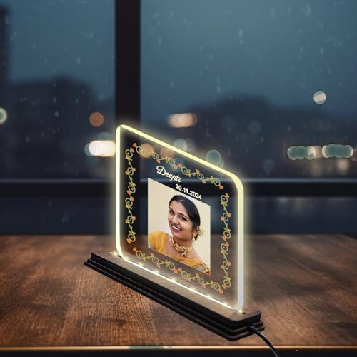 Image of Brown Cloud Personalized Name Photo LED Night Lamp Customized Gift for Men Women Husband Wife Girlfriend Boyfriend Birthday Marriage Anniversary Festivals Decoration(LED USB NL AO 001)(D5)