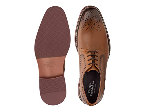 Vintage Foundry Co. Smith Men’s Fashion Casual Oxford Shoes, Leather Lace Up, Cap Toe, Rubber Outsole; Size 12 Tan #TOP4