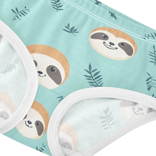 Wusikd Sloth Funny Girls' Underwear Cotton Cute Girls Briefs Soft Toddler Underwear 2T4