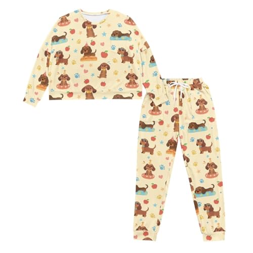 Image of Women's 2 Piece Printed Pajama Set Long Sleeve Sleepwear Set with Long Pants Casual Lounge Sets with Pocket