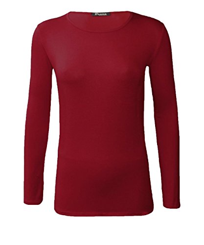 T-shirt à manches longues rouge col rond parfait pour vos sorties décontractées
