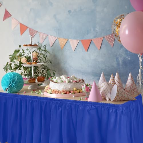 Jupe de table en plastique bleu royal 29x14m jetable et réutilisable DecorRack - 5