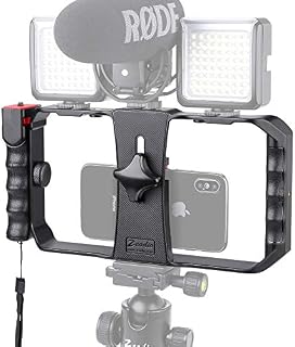 Zeadio Smartphone Video Rig, Wireless Grip Stabilizer Cellphone Tripod Mount Holder with Remote Shutter, Fits for All iPhone and Android Smartphones