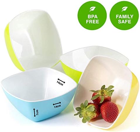 Maxi Nature Cereal Bowl Set of 4 - Microwave, Dishwasher & Freezer Safe - Unbreakable, Lightweight, Durable Plastic Bowls - Use for Salad, Soup, Dessert & More - Standard Size