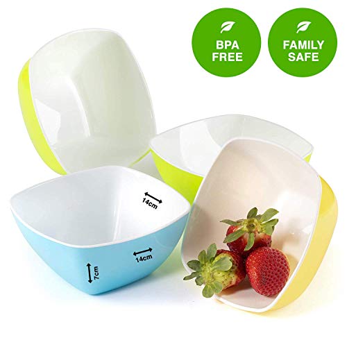Maxi Nature Cereal Bowl Set Of 4 - Microwave, Dishwasher & Freezer Safe - Unbreakable, Lightweight, Durable Plastic Bowls - Use For Salad, Soup, Dessert & More - Standard Size #TOP3