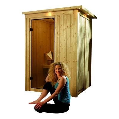 Lenja- Karibu Sauna Plug & Play inkl. 3, 6 kW- Ofen- ohne Dachkranz