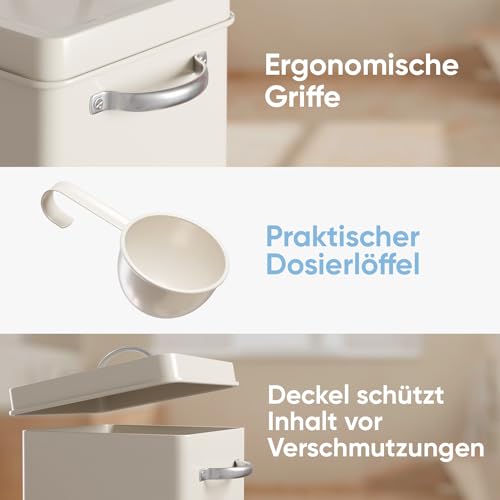 Björn&Schiller Waschpulver Aufbewahrungsbox 6,5 L, Waschmittel Aufbewahrung, Metall Waschmittelbox, Waschmittelbehälter mit Dosierer, Box für Spülmaschinenpulver, Geschirrspülpulver Behälter – Bild 3
