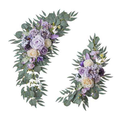 Sharplace 2 Uds. de Flores Artificiales para Arco de Boda, Guirnaldas de Flores para Silla de Boda Navideña